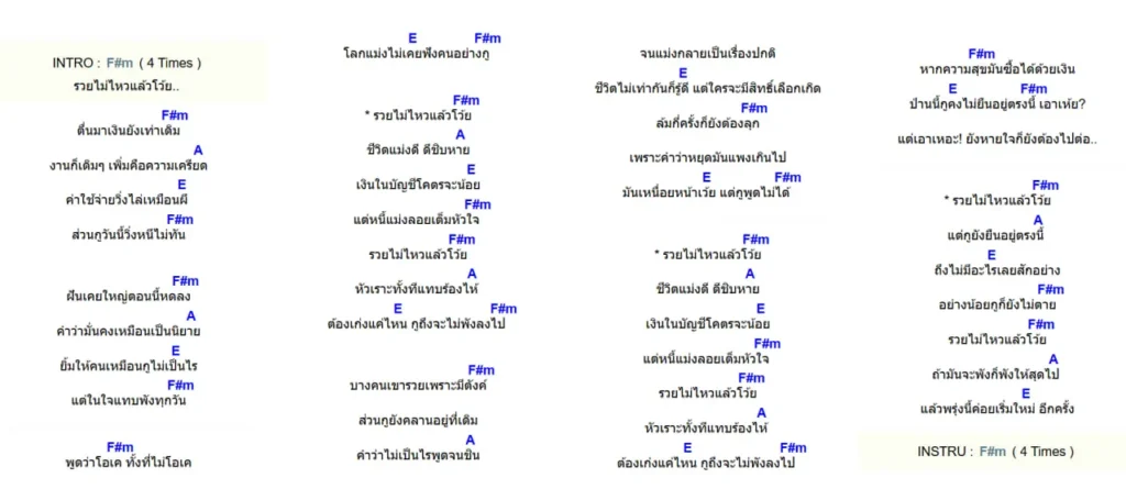 คอร์ดเพลง รวยไม่ไหวแล้วโว้ย คอร์ด